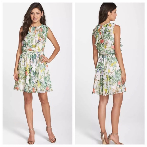 BETSEY JOHNSON Floral Garden Dress Blouson Ruffle - Picture 13 of 13